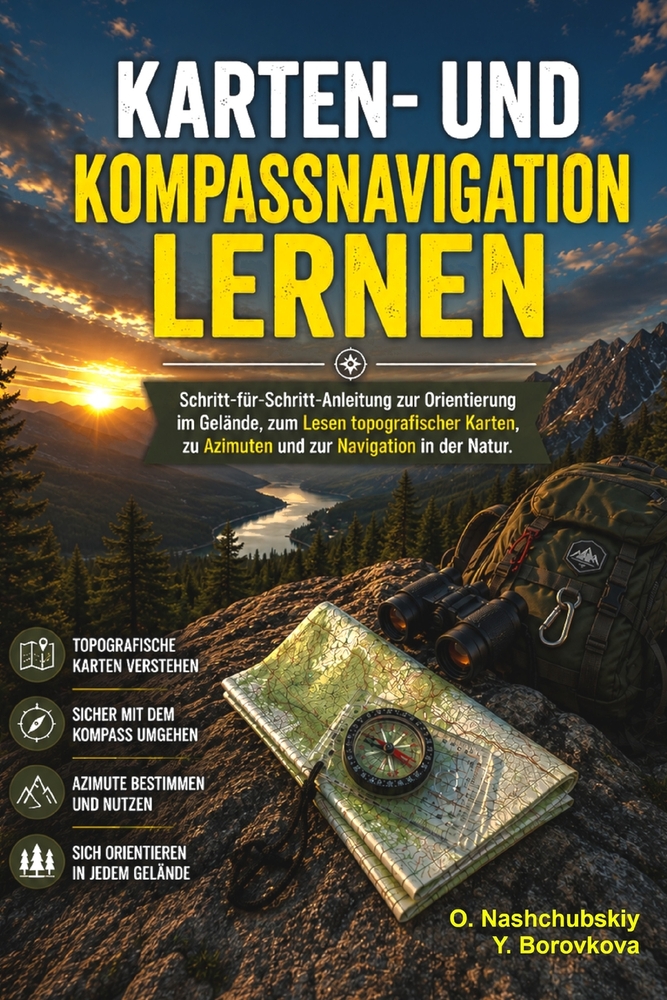 Karten- und Kompassnavigation lernen.: Schritt-für-Schritt-Anleitung zur Orientierung im Gelände, zum Lesen topografischer Karten, zu Azimuten und zur cover