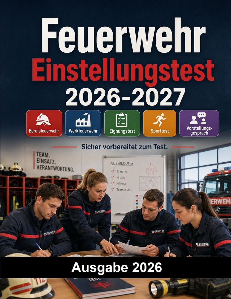 Feuerwehr Einstellungstest: Der große Testtrainer für das Feuerwehr Auswahlverfahren: Berufsfeuerwehr, Werkfeuerwehr, Eignungstest, Sporttest, Vorstel cover