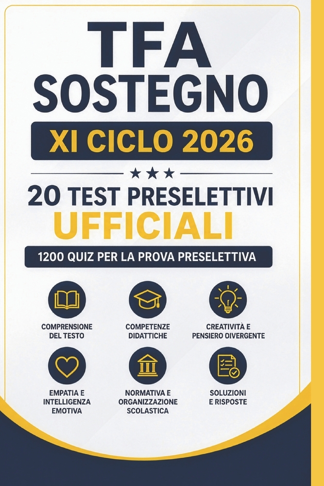 TFA Sostegno 2026: 1200 Quiz ufficiali per la prova preselettiva cover