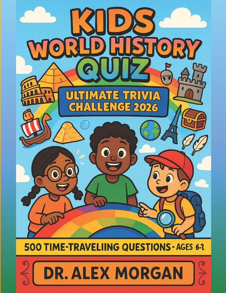 Kids World History Quiz: Ultimate Trivia Challenge 2026: 500 Time-Traveling Questions Through Every Era of History cover