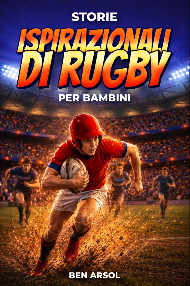 Storie ispirazionali di rugby per bambini: 15 Storie Vere Ispiratrici di Rugby per Giovani Lettori con lezioni di Coraggio, Lavoro di Squadra e Mai Ar cover