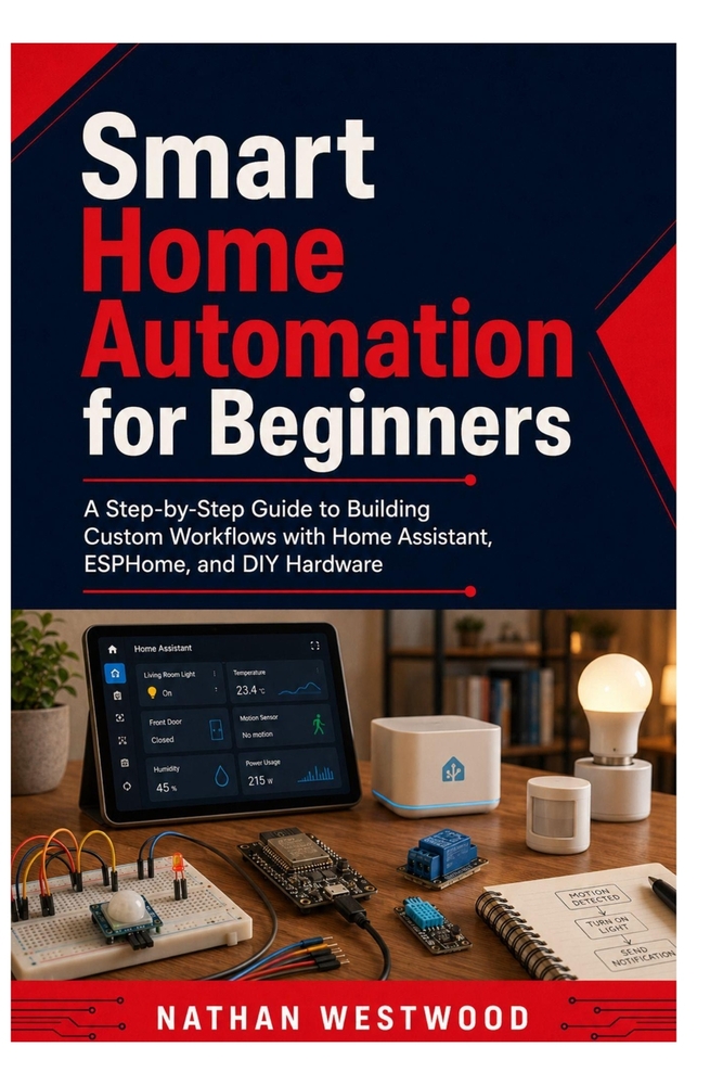 Smart Home Automation for Beginners: A Step-by-Step Guide to Building Custom Workflows with Home Assistant, ESPHome, and DIY Hardware cover