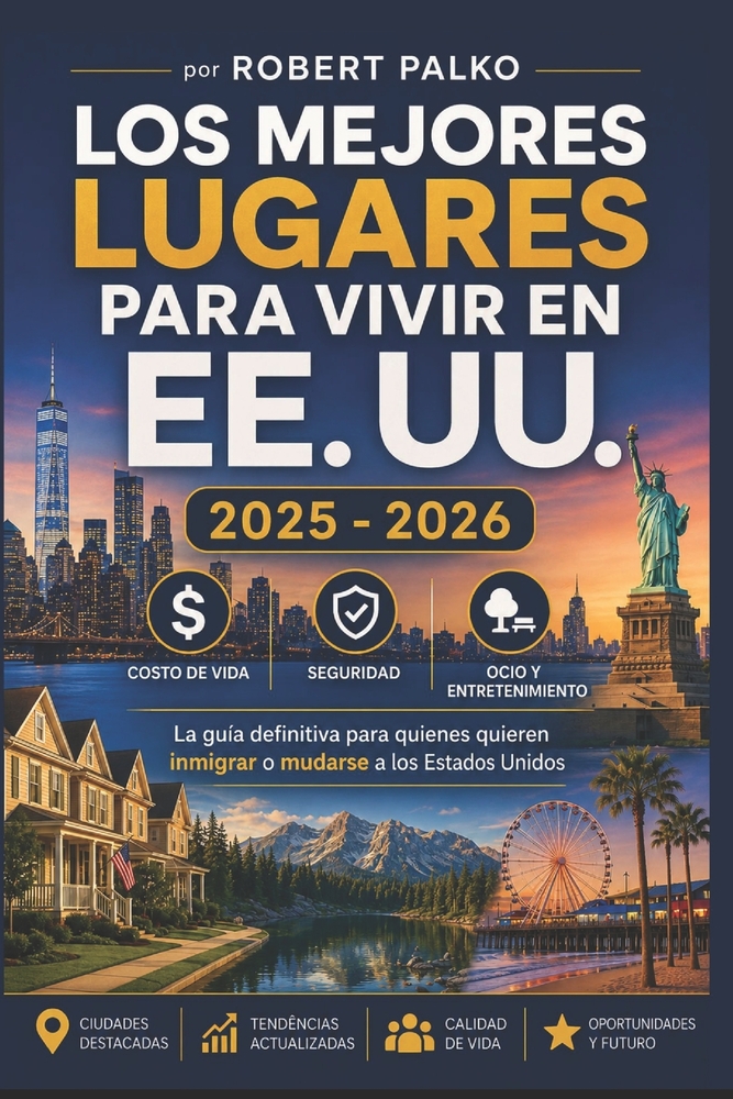 Los Mejores Lugares Vivir En Los Estados Unidos 2025 - 2026: Costo de vida - Seguridad - Ocio La guía definitiva para cualquier persona que desee inmi cover