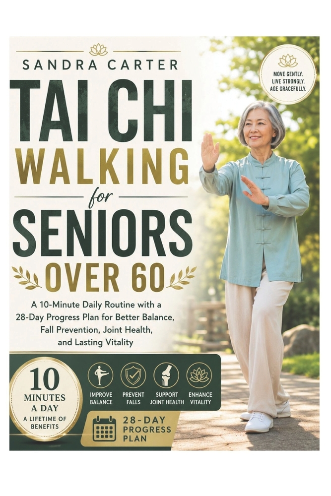 Tai Chi Walking for Seniors Over 60: 10-Minute Daily Routine with a 28-Day Progress Plan for Better Balance, Fall Prevention, Joint Health, and Lastin cover