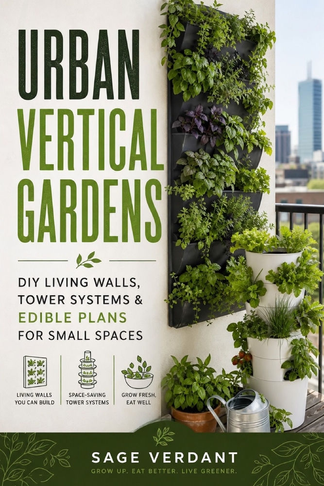 Urban Vertical Gardens: DIY Living Walls, Tower Systems & Edible Plans for Small Spaces cover
