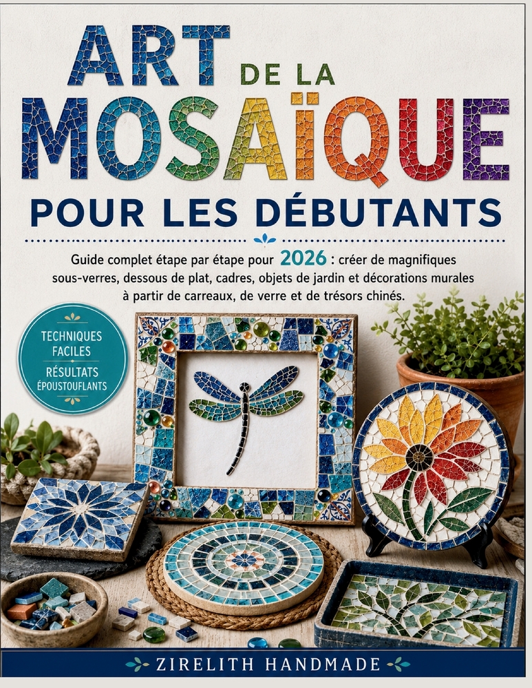 Art de la Mosaïque Pour Les Débutants: Guide complet étape par étape pour 2026: créer de magnifiques sous-verres, dessous de plat, cadres, objets de j cover