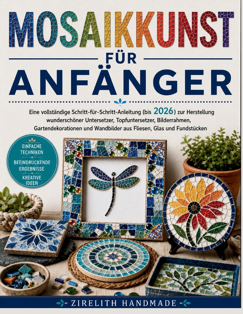 Mosaikkunst Für Anfänger: Eine vollständige Schritt-für-Schritt-Anleitung (bis 2026) zur Herstellung wunderschöner Untersetzer, Topfuntersetzer, Bilde cover