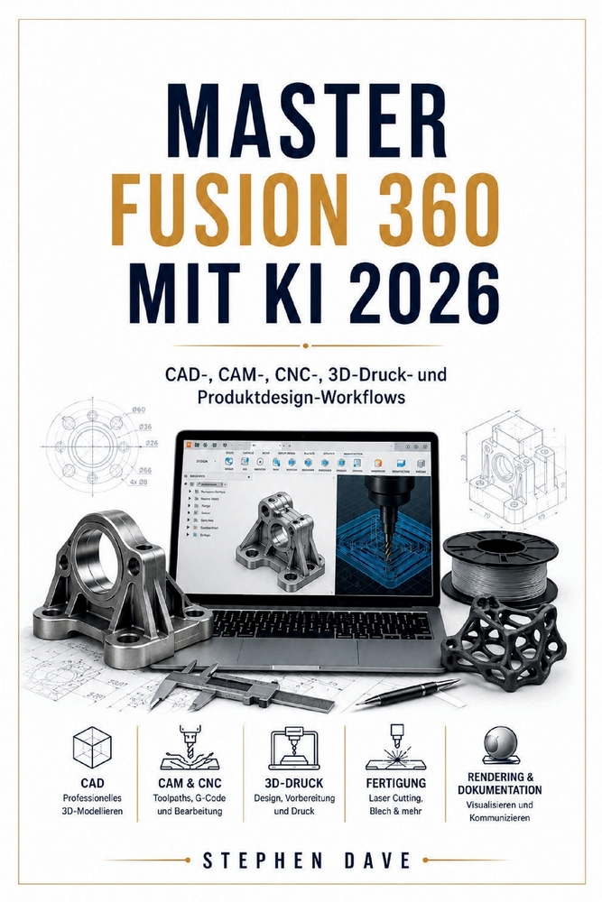 Master Fusion 360 Mit KI 2026: CAD, CAM, CNC, 3D-Druck- und Produktdesign Workflows cover
