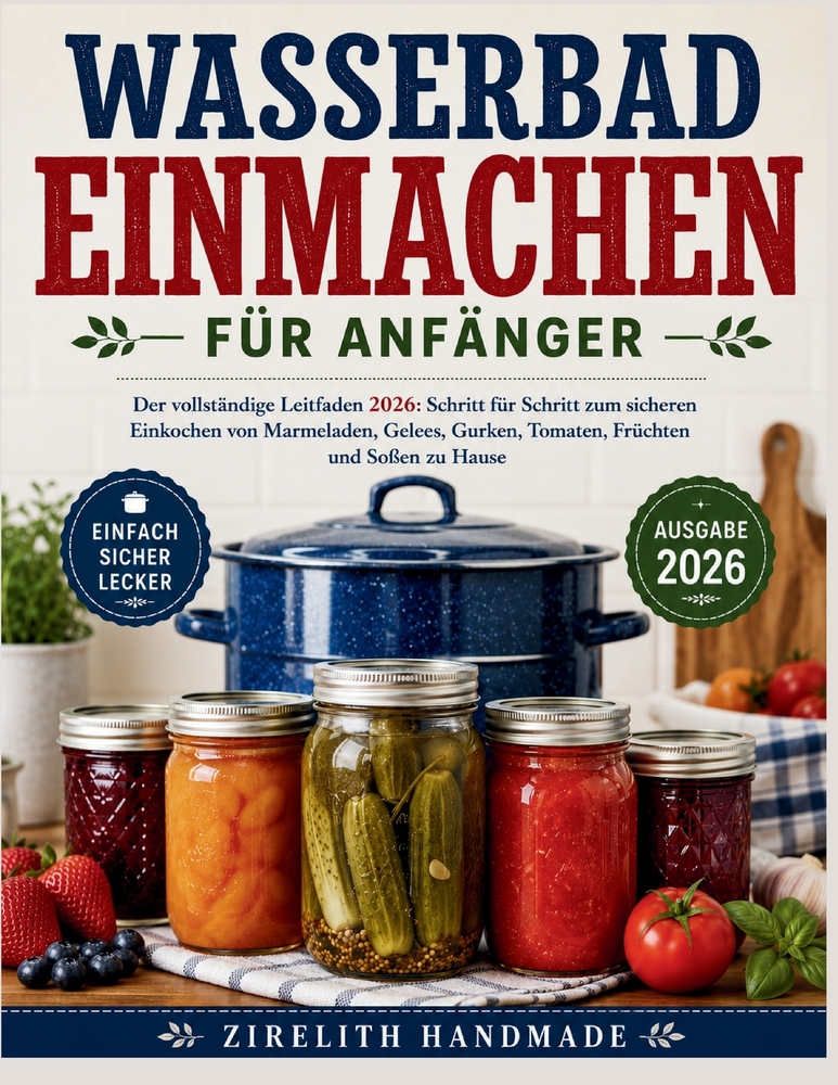Wasserbad Einmachen FÜR ANFÄNGER: Der vollständige Leitfaden 2026: Schritt für Schritt zum sicheren Einkochen von Marmeladen, Gelees, Gurken, Tomaten, cover