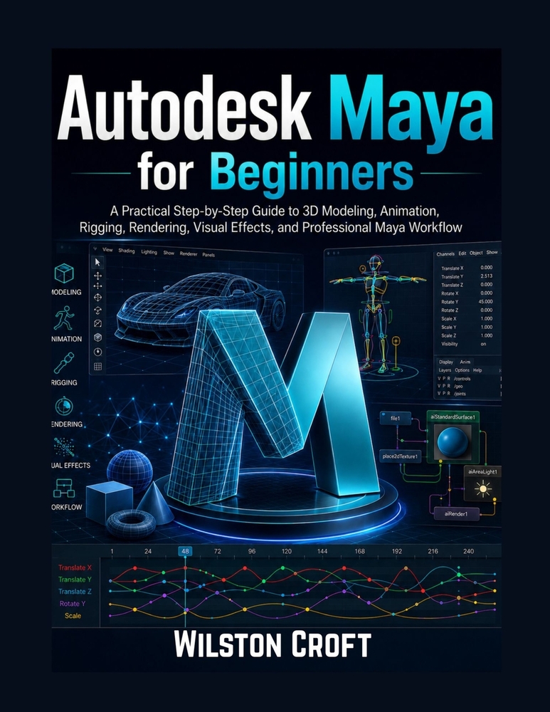 Autodesk Maya for Beginners: A Practical Step-by-Step User Guide to 3D Modeling, Animation, Rigging, Rendering, Visual Effects, and Professional Creat cover
