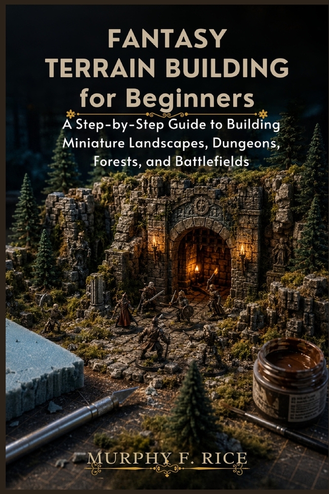 Fantasy Terrain Building For Beginners: A Step-by-Step Guide to Building Miniature Landscapes, Dungeons, Forests, and Battlefields cover