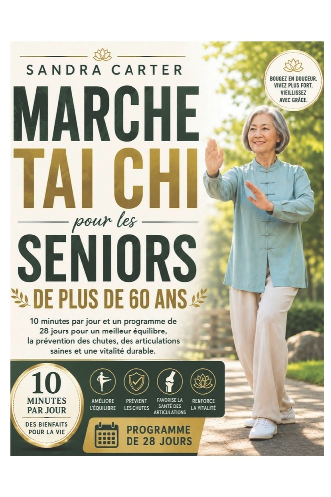 Marche Tai Chi pour les seniors de plus de 60 ans: 10 minutes par jour et un programme de 28jours pour un meilleur équilibre, la prévention des chutes cover
