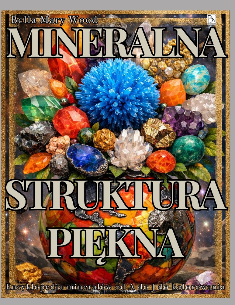 Mineralna Struktura Piękna: Encyklopedia mineralów od K do Z do kolorowania z opisami, miejscem na notatki i kreatywne projekty cover
