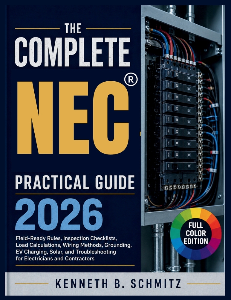 The Complete NEC Practical Guide 2026: Field-Ready Rules, Inspection Checklists, Load Calculations, Wiring Methods, Grounding, EV Charging, Solar, and cover