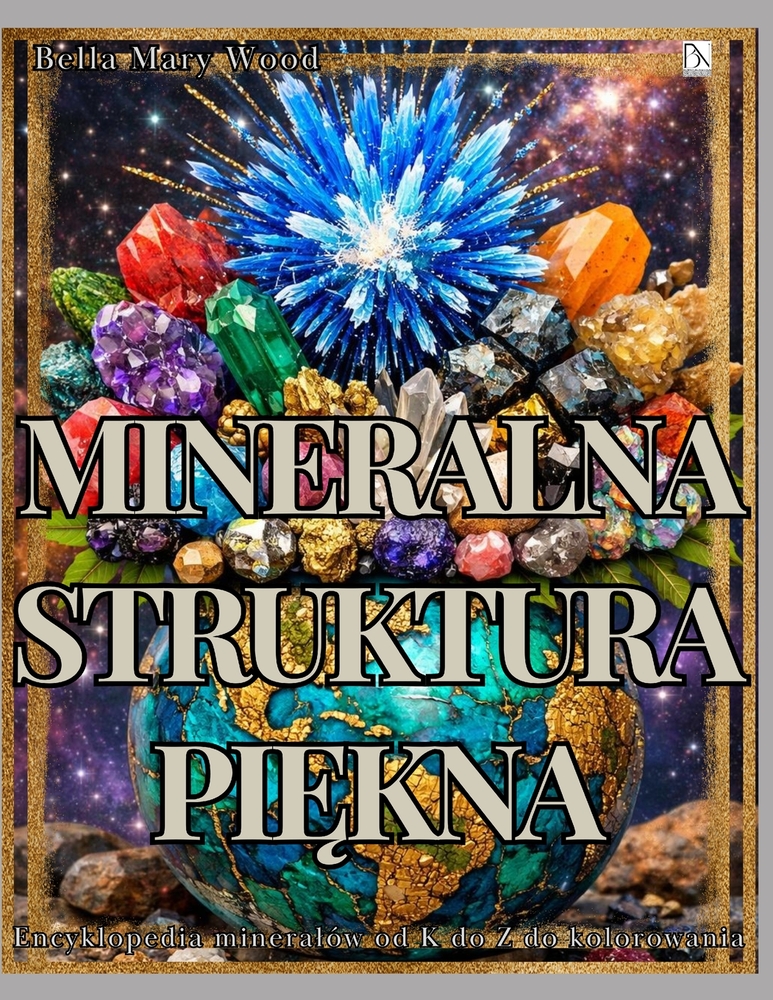Mineralna Struktura Piękna: Encyklopedia mineralów od K do Z do kolorowania z opisami, miejscem na notatki i kreatywne projekty cover