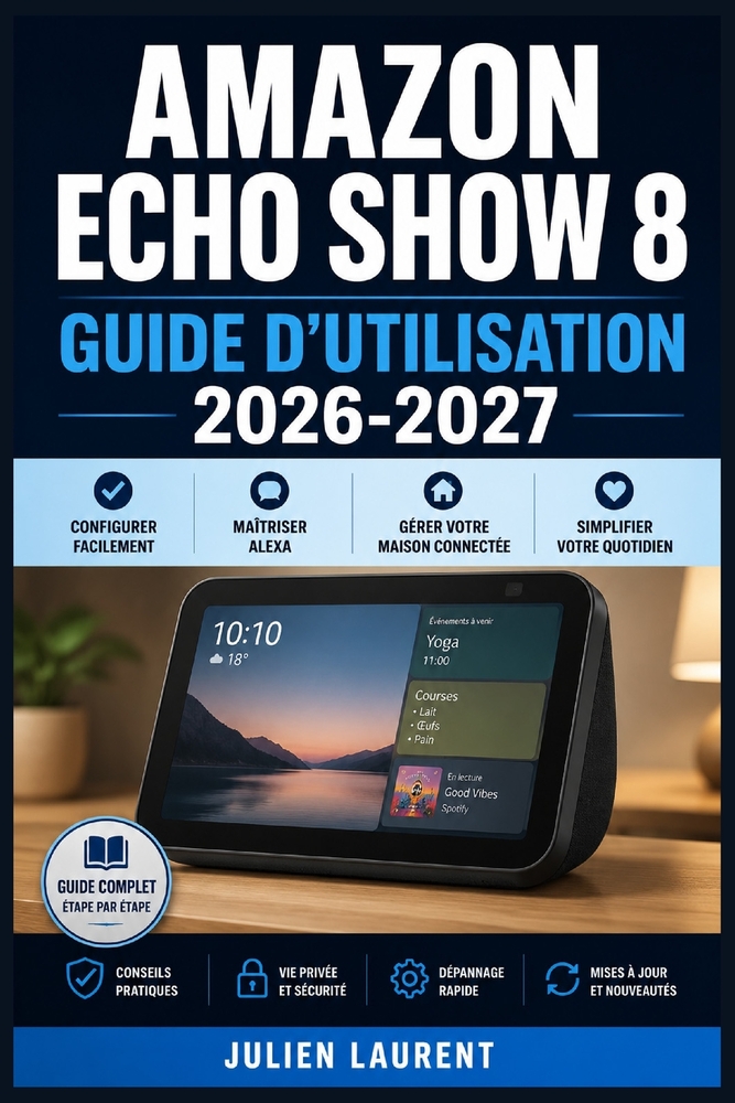 Amazon Echo Show 8 Guide d'Utilisation 2026-2027: Configurer, personnaliser et maitriser votre assistant vocal et ecran connecte du premier demarrage cover