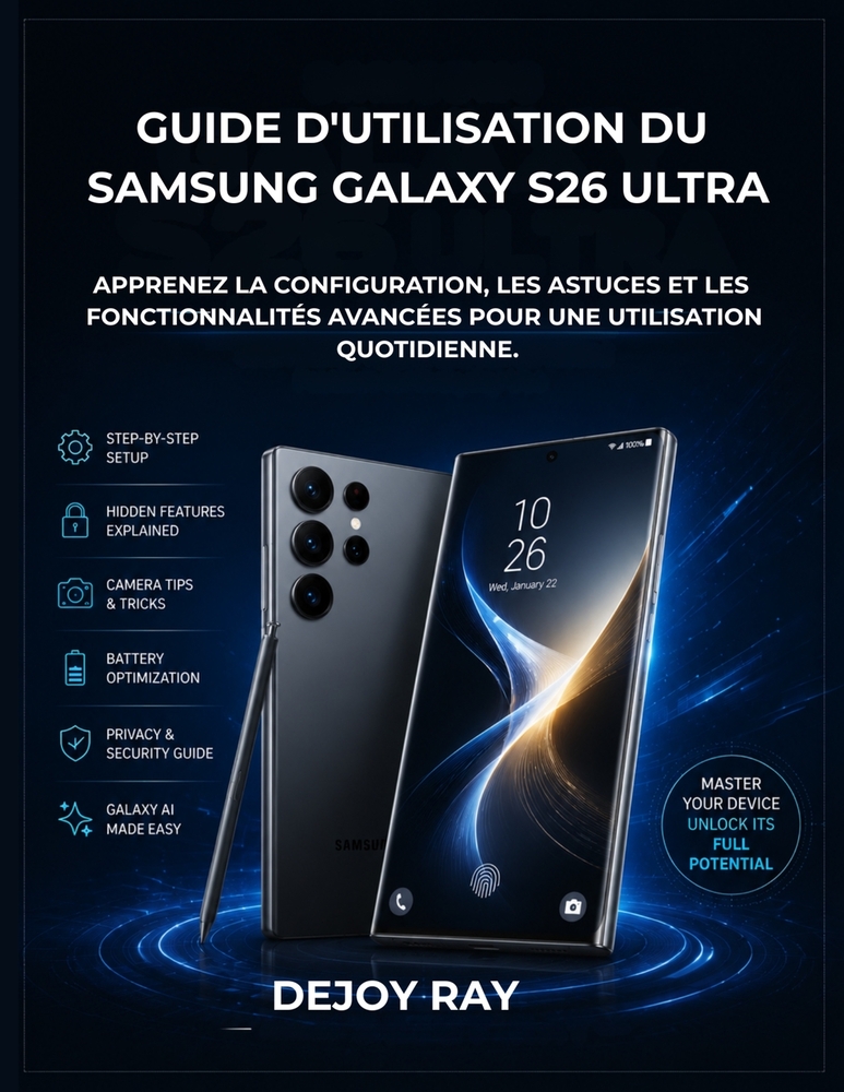 Guide d'utilisation du Samsung Galaxy S26 Ultra: Apprenez la configuration, les astuces et les fonctionnalités avancées pour une utilisation quotidien cover