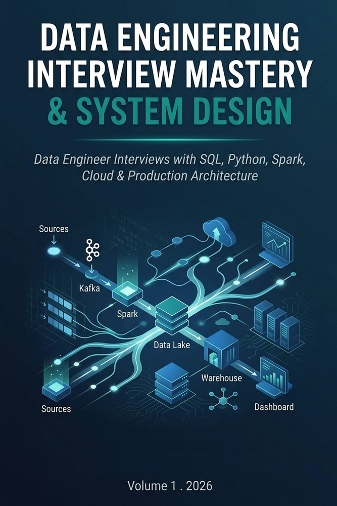 Data Engineering Interview Mastery & System Design: Data Engineer Interviews with SQL, Python, Spark, Cloud & Production Architecture cover