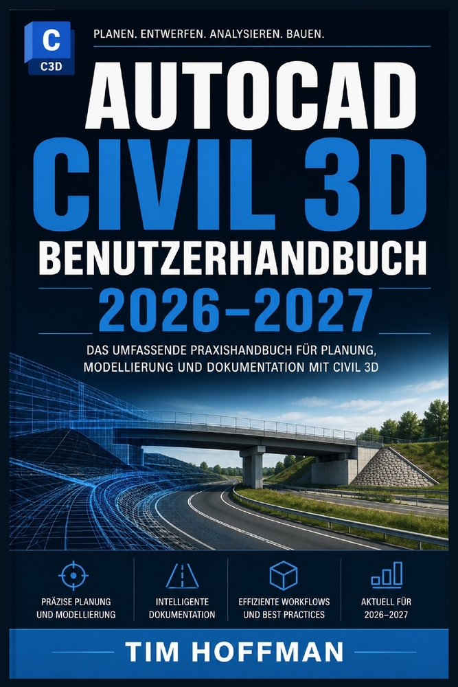 AutoCAD Civil 3D Benutzerhandbuch 2026-2027: Schritt-für-Schritt-Anleitung für Ingenieure, Vermessungstechniker und Einsteiger Professionelles Arbeite cover