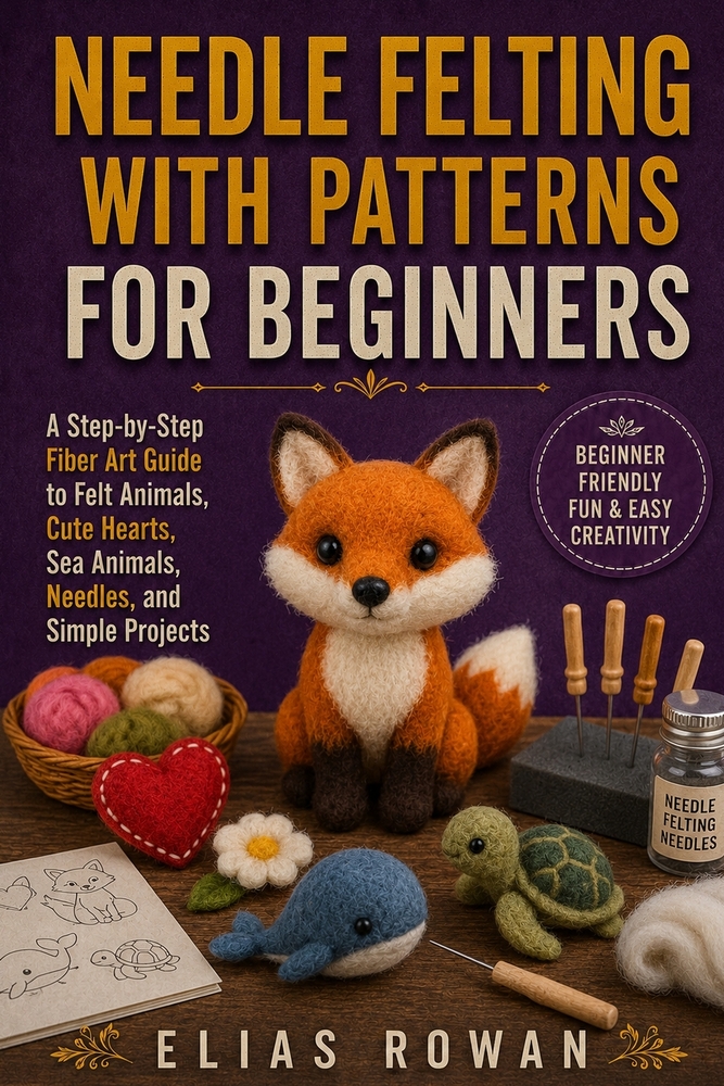 Needle Felting with Patterns for Beginners: A Step-by-Step Fiber Art Guide to Felt Animals, Cute Hearts, Sea Animals, Needles, and Simple Projects cover