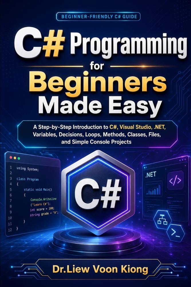 C# Programming for Beginners Made Easy: A Step-by-Step Introduction to C#, Visual Studio, .NET, Variables, Decisions, Loops, Methods, Classes, Files, cover