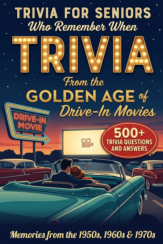 Trivia From The Golden Age of Drive In Movies: Trivia For Seniors Who Remember When - 750 Fun, Nostalgic, and Thought Provoking Trivia Questions and A cover
