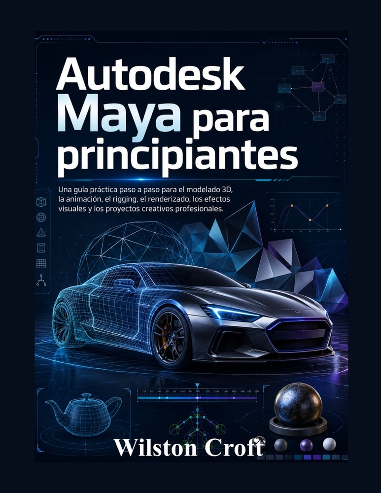 Autodesk Maya para principiantes: Una guía práctica paso a paso para el modelado 3D, la animación, el rigging, el renderizado, los efectos visuales y cover
