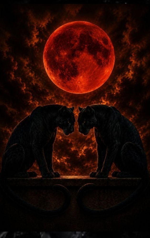 The Night Between Two Black Panthers: A Blood Moon Blank Journal cover