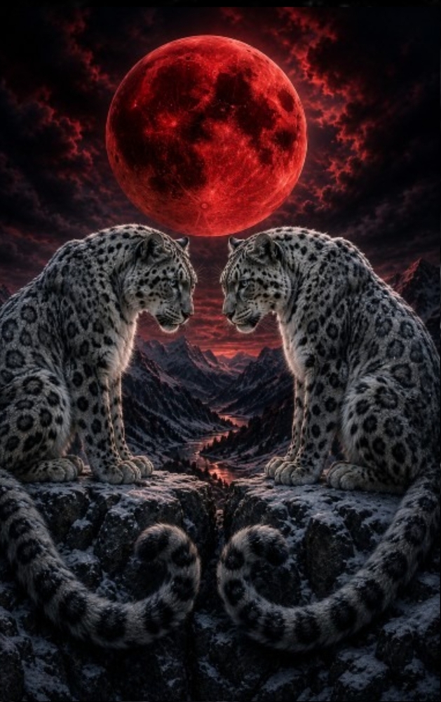 The Snow Remembers the Scarlet Moon: A Snow Leopard Blank Journal cover