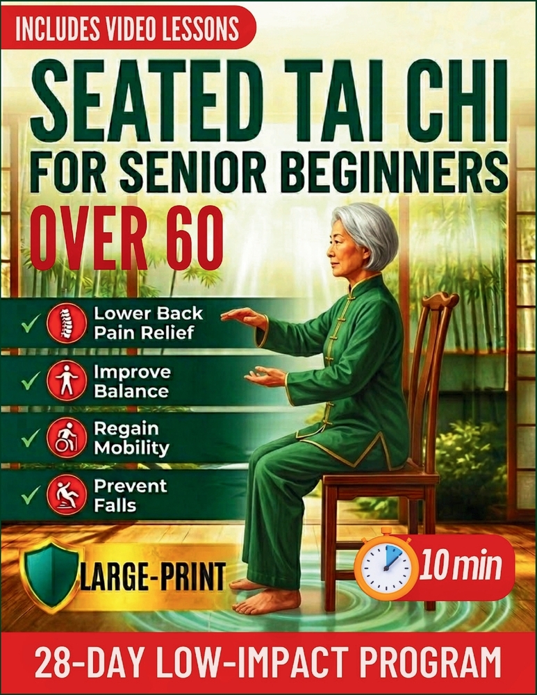 Seated Tai Chi for Senior Beginners over 60: A 28-Day Chair Exercises to Lower Back Pain, Improve Balance, Regain Mobility, and Prevent Falls with Gen cover