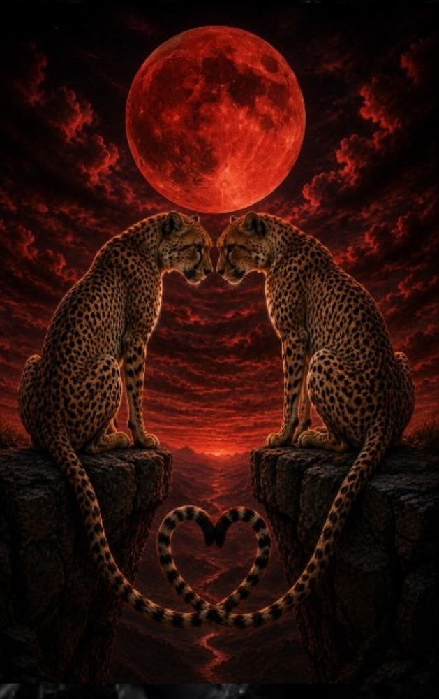 Where Two Swift Hearts Meet Beneath the Blood Moon: A Cheetah Lovers' Blank Journal cover