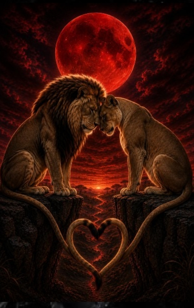 Where the King and His Wild Heart Meet Beneath the Blood Moon: A Lion Lovers' Blank Journal cover