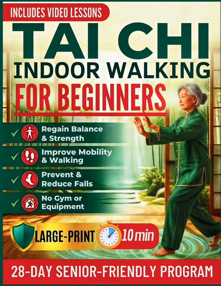 Tai Chi Indoor Walking for Beginners: A 28-Day Gentle Program for Seniors over 60 to Improve Balance & Mobility, Reduce Falls, and Feel Younger with 1 cover