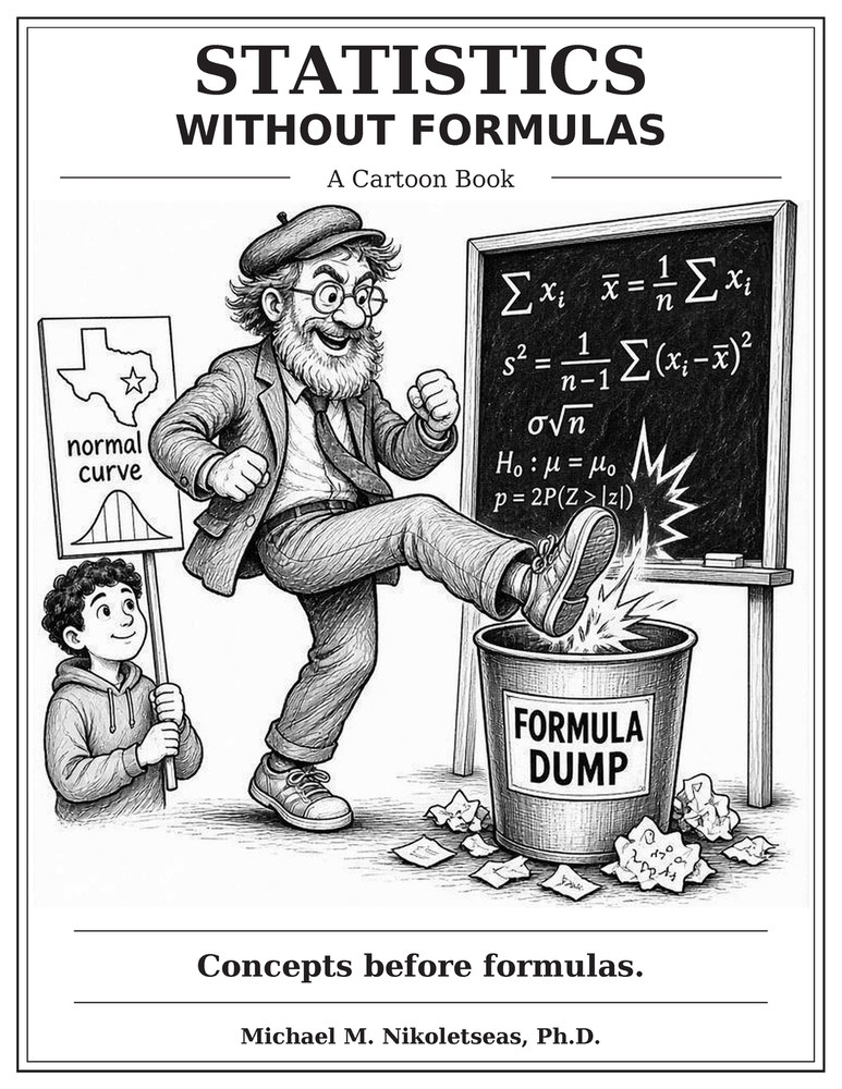Statistics Without Formulas: A Cartoon Book cover