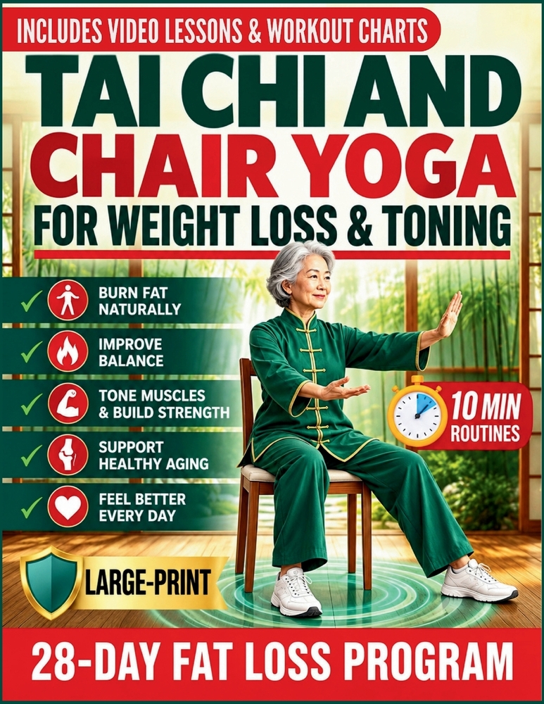 Tai Chi and Chair Yoga for Weight Loss & Toning: A 28-Day Low-Impact Program of 10-Minute Routines for Seniors to Burn Fat, Improve Balance, and Suppo cover