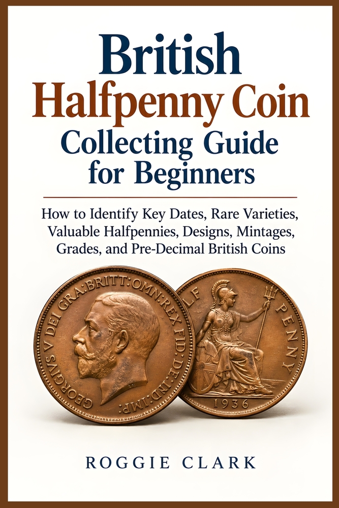 British Halfpenny Coin Collecting Guide for Beginners: How to Identify Key Dates, Rare Varieties, Valuable Halfpennies, Designs, Mintages, Grades, and cover