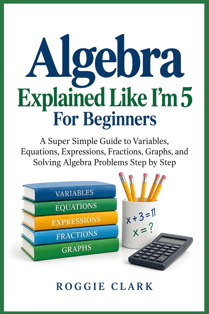 Algebra Explained Like I'm 5 For Beginners: A Super Simple Guide to Variables, Equations, Expressions, Fractions, Graphs, and Solving Algebra Problems cover