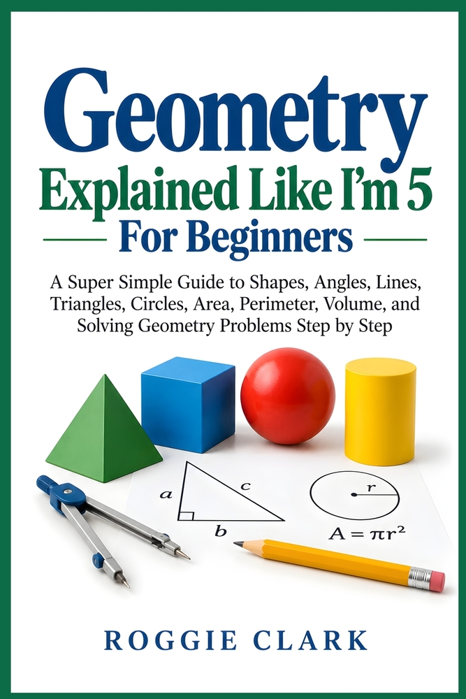 Geometry Explained Like I'm 5 For Beginners: A Super Simple Guide to Shapes, Angles, Lines, Triangles, Circles, Area, Perimeter, Volume, and Solving G cover