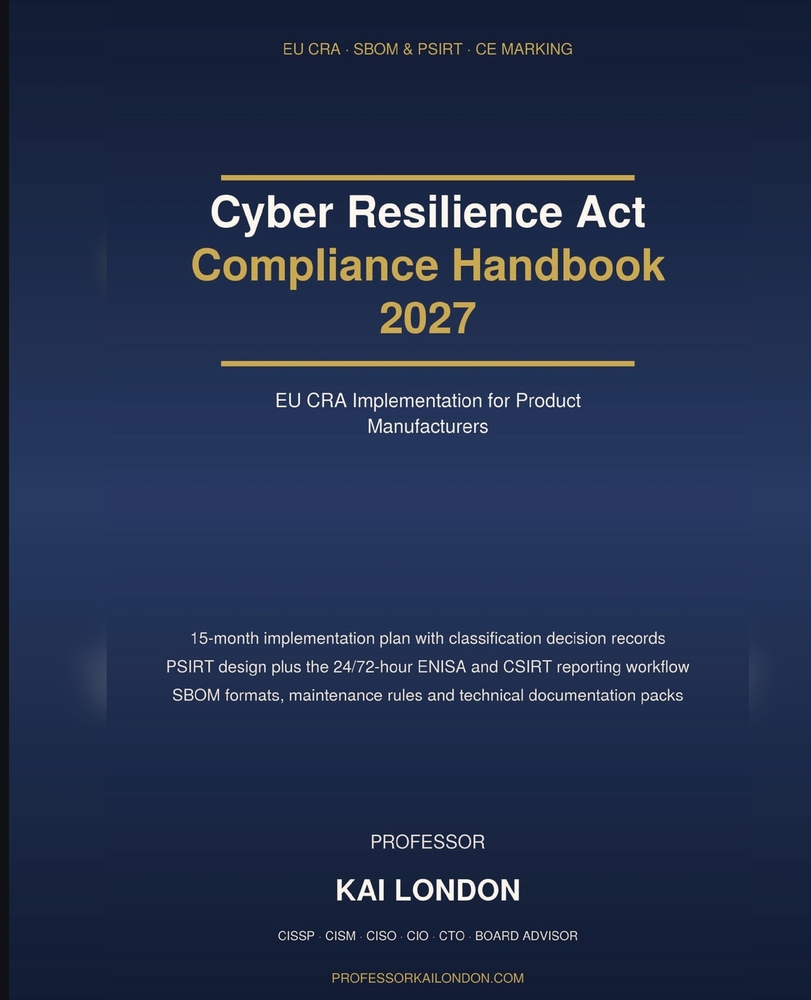 Cyber Resilience Act Compliance Handbook 2027: aA Manufacturer's Guide to Product Security, SBOMs, PSIRT, Vulnerability Reporting and Conformity Asses cover