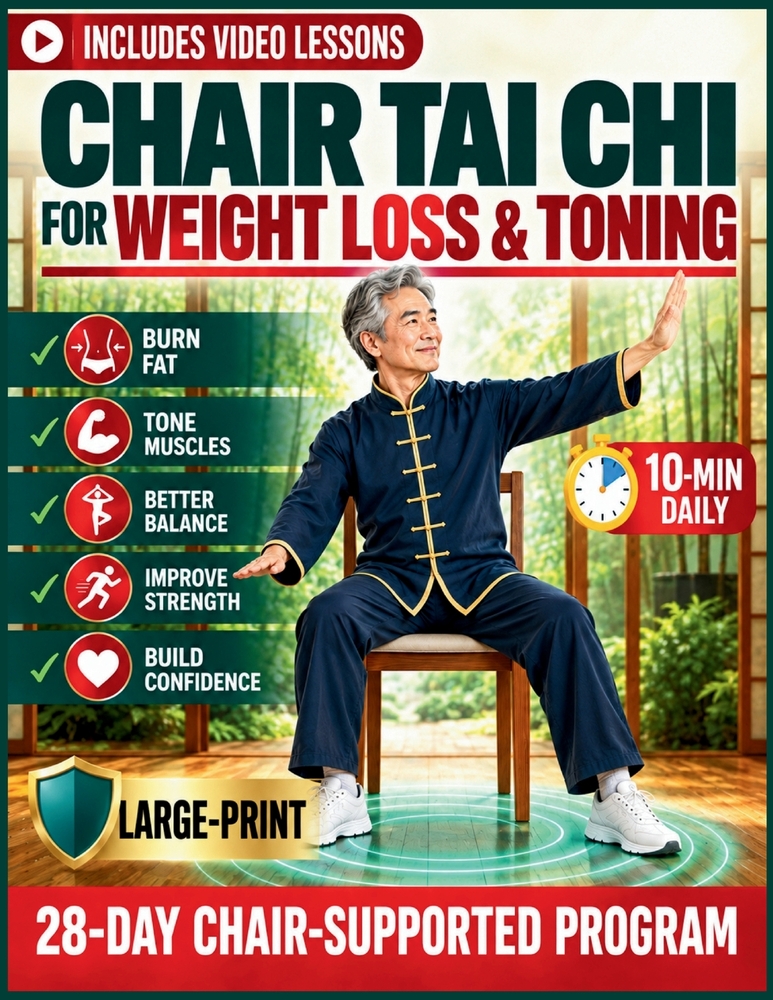 Chair Tai Chi for Weight Loss & Toning: A 28-Day Seated Program for Seniors over 50 to Tone Muscles, Improve Strength, Balance, and Confidence with 10 cover