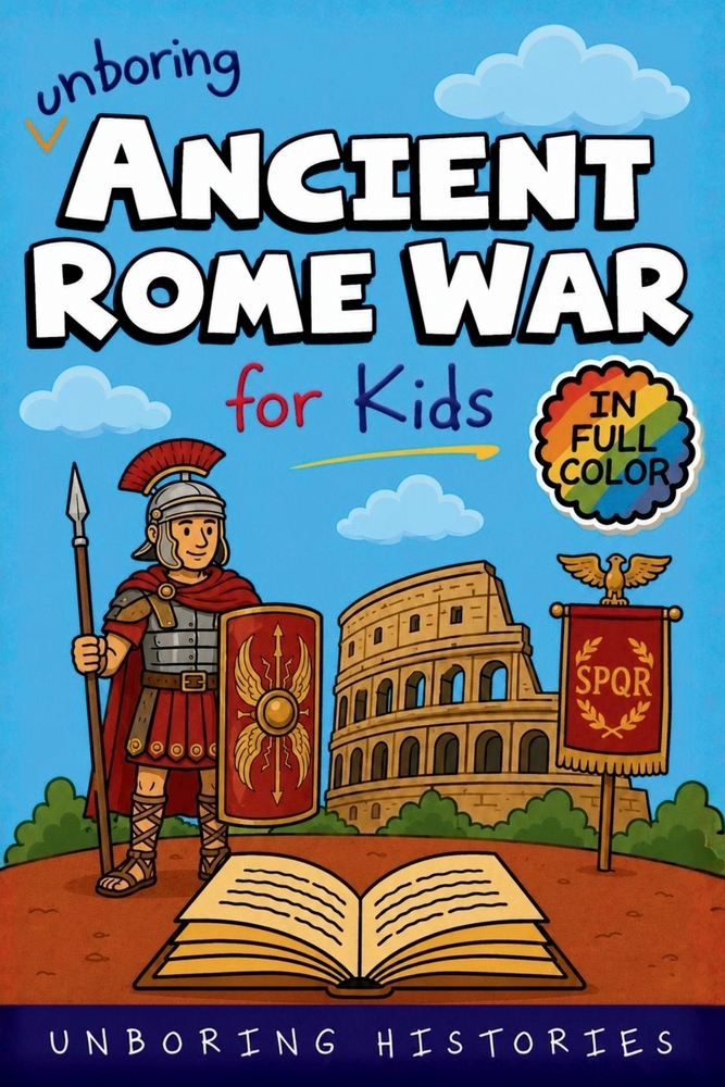 Unboring Ancient Rome War for Kids: Funny, Interesting, Concise Guide to Rome's Wildest Wars, Legendary Legions, Ruthless Emperors, and Battle Stories cover
