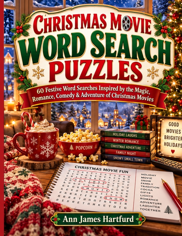 Christmas Movie Word Search Puzzles: 60 Festive Word Searches Inspired by the Magic, Romance, Comedy and Adventure of Christmas Movies for Seniors, Ad cover