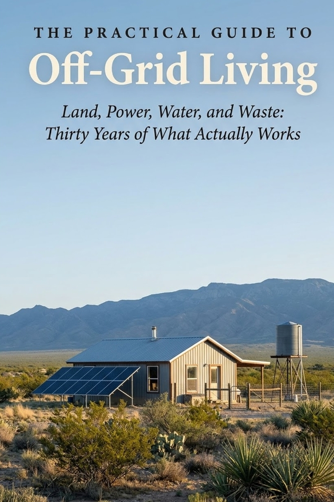 The Practical Guide to Off-Grid Living: Land, Power, Water, and Waste: Thirty Years of What Actually Works cover