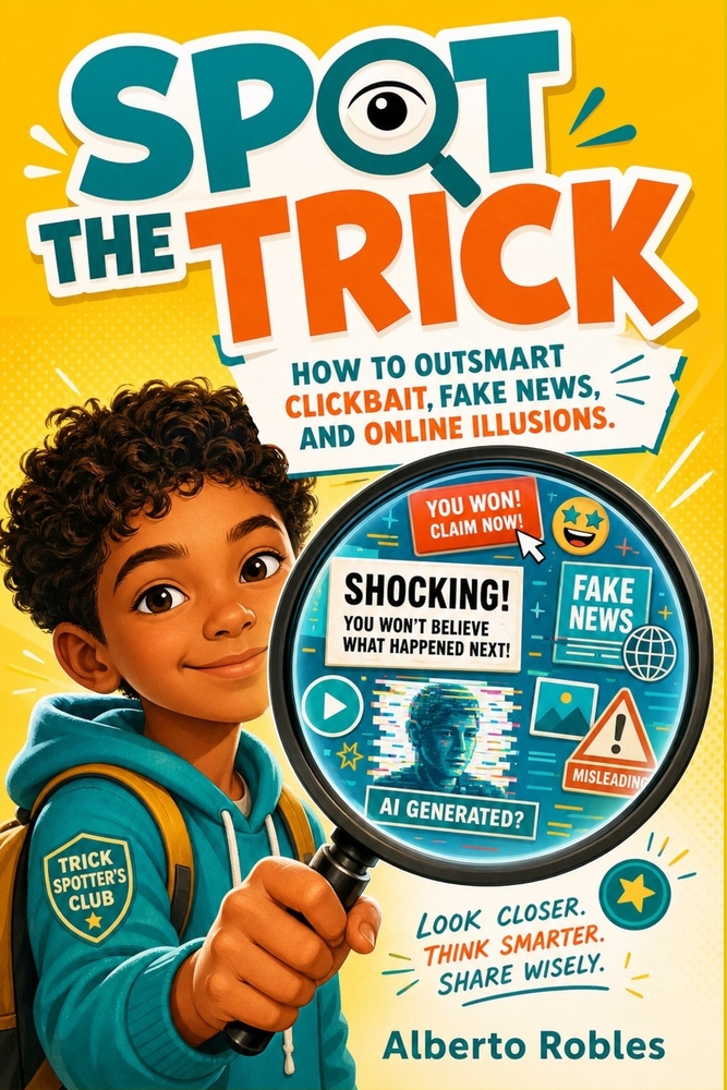 Spot the Trick: Digital Detective's Guide to Fake News, Clickbait, and AI Illusions cover