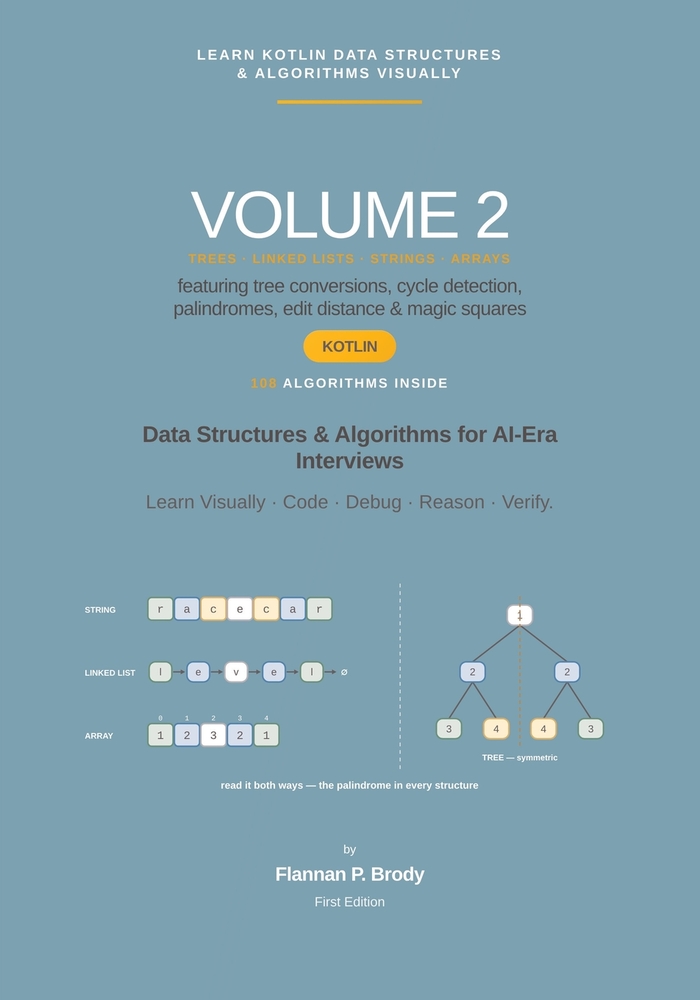 Learn Kotlin Data Structures & Algorithms Visually - Volume 2: Data Structures & Algorithms for AI-Era Interviews cover