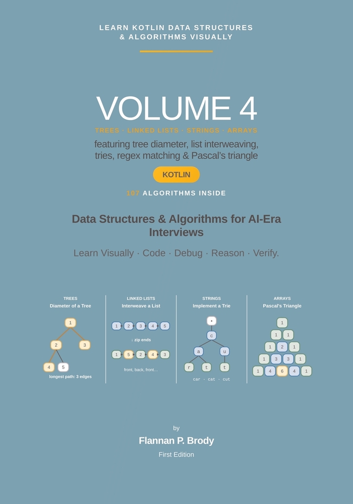 Learn Kotlin Data Structures & Algorithms Visually - Volume 4: Data Structures & Algorithms for AI-Era Interviews cover