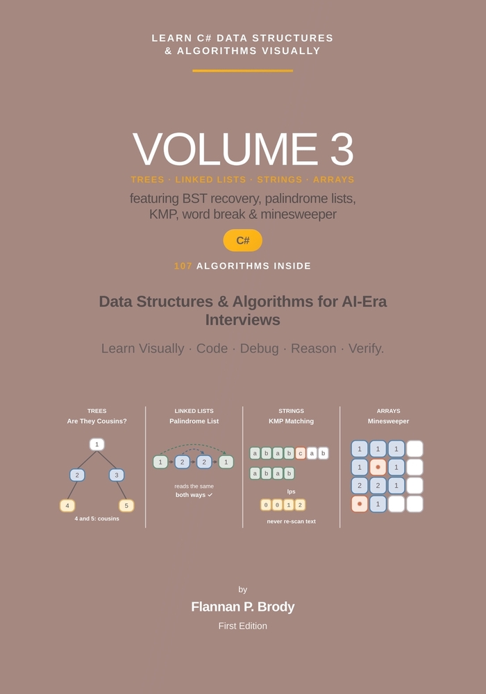 Learn C# Data Structures & Algorithms Visually - Volume 3: Data Structures & Algorithms for AI-Era Interviews cover