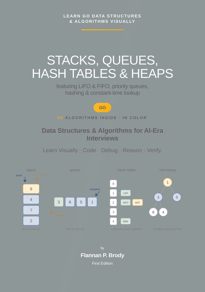 Stacks, Queues, Hash Tables & Heaps - Go Edition: Data Structures & Algorithms for AI-Era Interviews cover