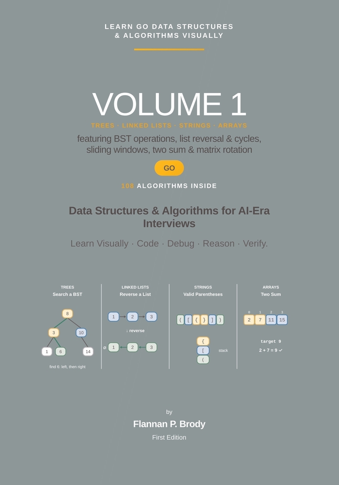 Learn Go Data Structures & Algorithms Visually - Volume 1: Data Structures & Algorithms for AI-Era Interviews cover