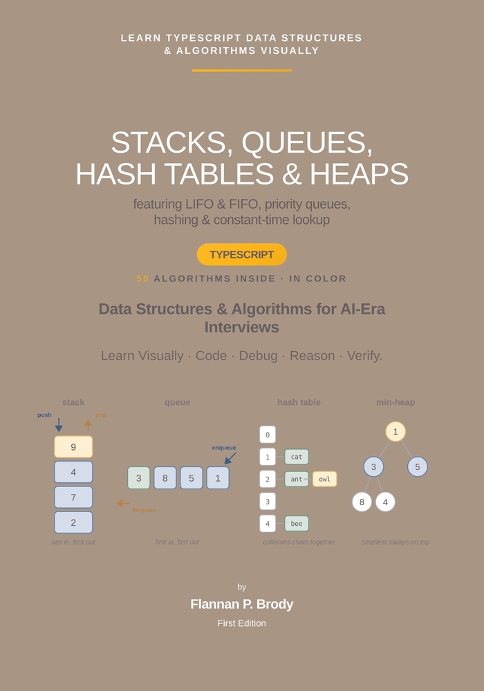 Stacks, Queues, Hash Tables & Heaps - TypeScript Edition: Data Structures & Algorithms for AI-Era Interviews cover